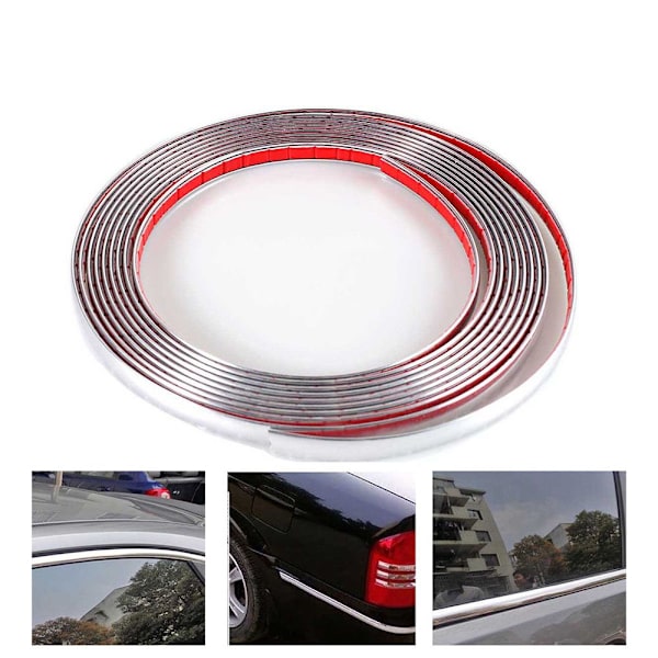 Mordely Car Body Chrome Strip Molding Trim Adhesive Sticker 12MM 12mm