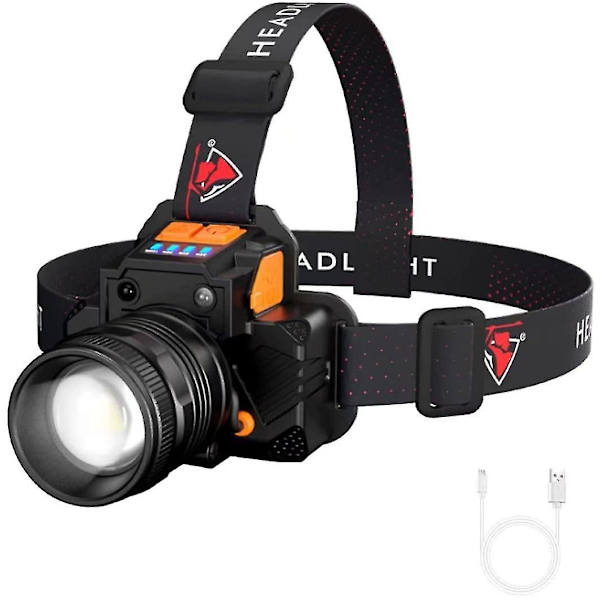 2023 Headlamp, Led Headlamp, Waterproof 2000 Lumens, Super Bright Usb Rechargeable Headlamp, 3 Brightness, 90 Adjustable