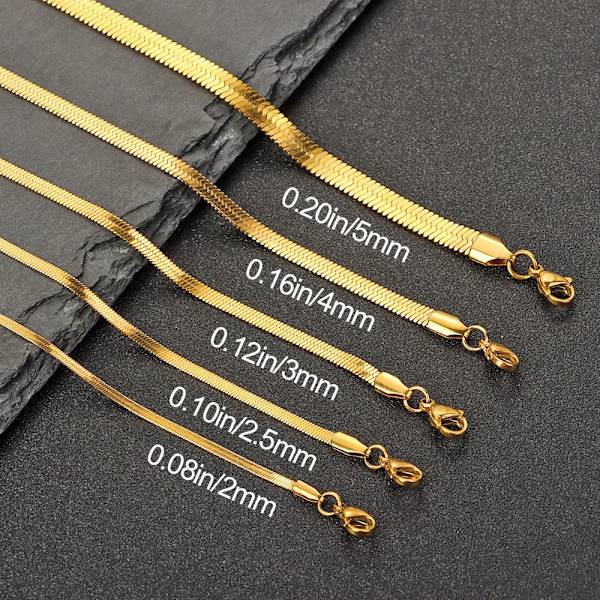 Mordely 18"/20" platt ormkedja fiskbenshalsband Gold 4.0mm-60CM