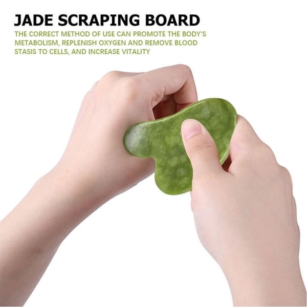 Mordely 2st Jade Gua Sha Board GuaSha Skrapmassageverktyg Ansikte