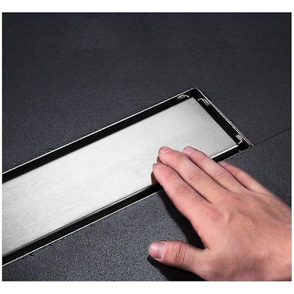 304 Stainless Steel Thickened Invisible Floor Drain Rectangular Brushed Surface Shower Floor Drain 10x20cm