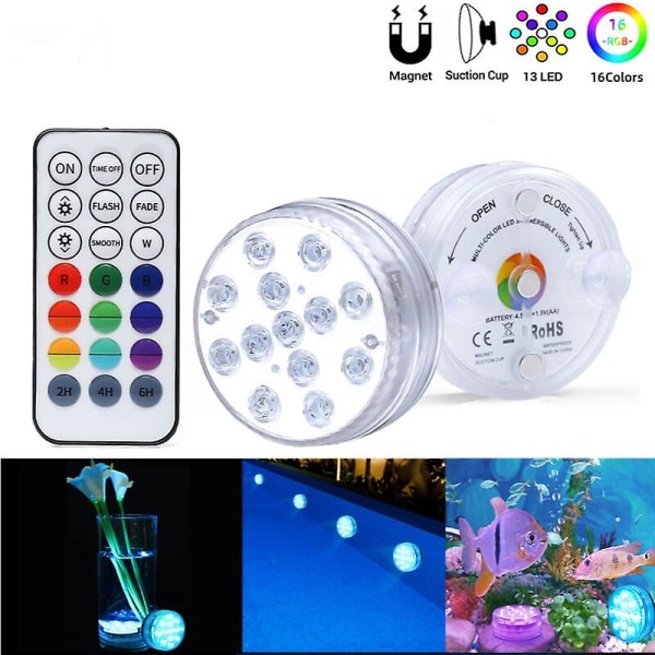 Mordely Underwater Pool Light, Ip68 Waterproof Led Pool Spotlight With Rf Remote, Above Ground Led Pool Light Lamp - 13 Lights + Infrared Remote *1