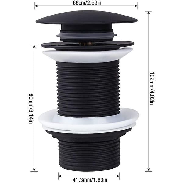 Mordely Pop Up Drain Plug, Pop Up Plug Without Overflow, Universal Pop Up Sink Plug, Washbasin Drain Plug, Black Waste Plug For Washbasin