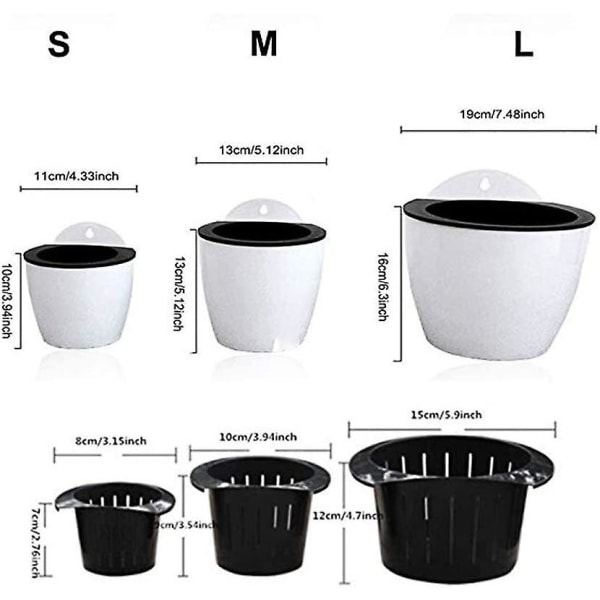 Plastic Hanging Flower Pots Set Of 3 Hanging Plant Pots Automatic Water Absorption Bucket Flower Balcony Fence Home Office Garden Ornaments