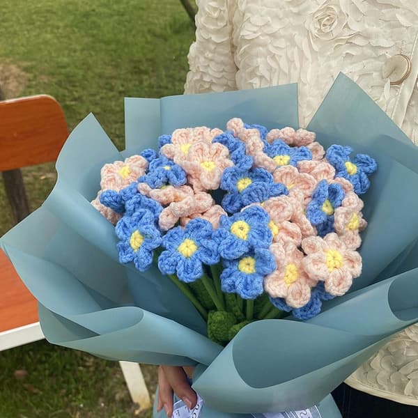 Mordely Handstickad lavendelblomma Lavendelflätad blomma BLÅ Blue