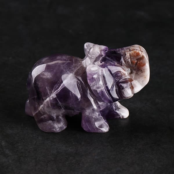 Mordely 2" Crystal Elephant Healing Stone Figurine OPAL