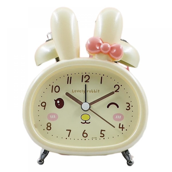 Mordely Student Alarm Clock Cartoon Little Rabbit Mute Cartoon Metal Outer Ring Alarm Clock Bedside Table Decoration Alarm Clock -yellow