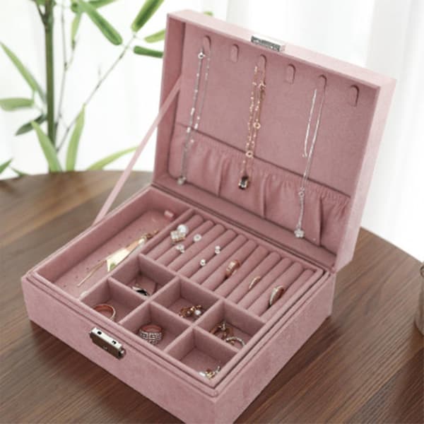Kvinnors smyckeskrin 2 lager organizer