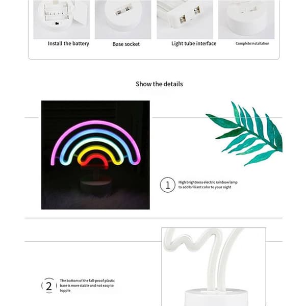 Rainbow Neon Led Nattlampa Sovrum Varmt Nattljus