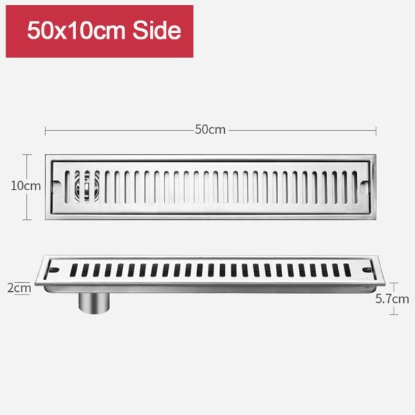 20-50cm Dusch Golvavlopp Badrum Handfat Sil 50X10CM SIDAN 50x10cm Side