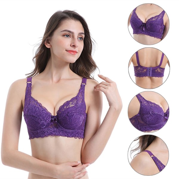 Mordely Spets-BH Bygel-BH LILA Purple 95D