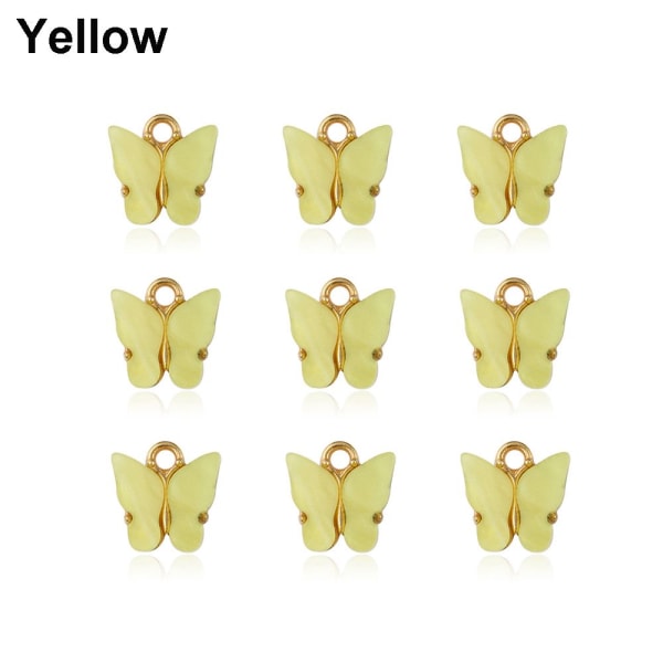 Mordely 10PCS Butterfly hänge halsband örhänge Crafting GUL yellow