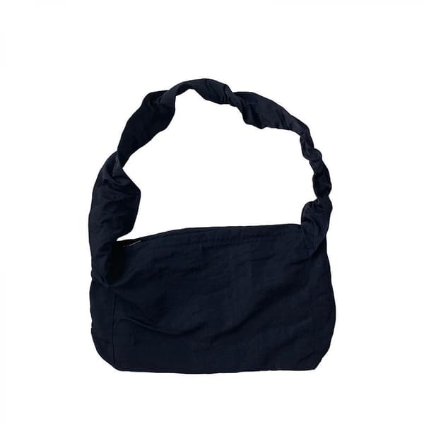 2023 Single-shoulder Pleated Drawstring Canvas Bagwomen Drawstring Shoulder Handbag (black )