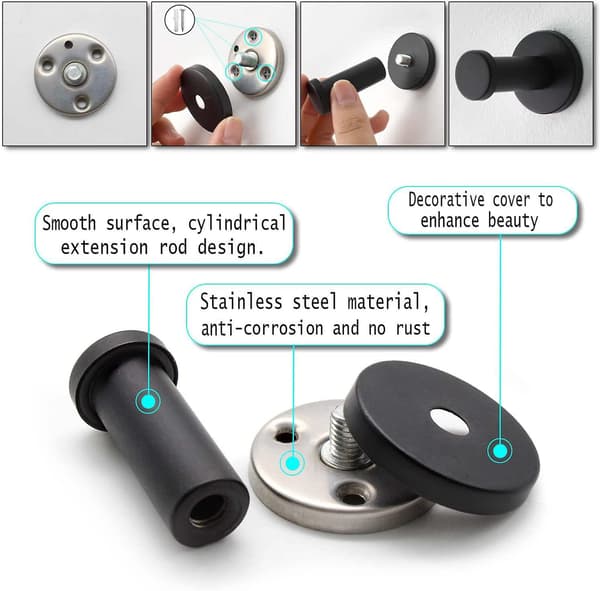 2023 4 Pieces Black Round Wall Hooks, 53mm Stainless Steel Wall Hook Suitable For Hanging Objects In Kitchen, Bathroom And Master Bedroom