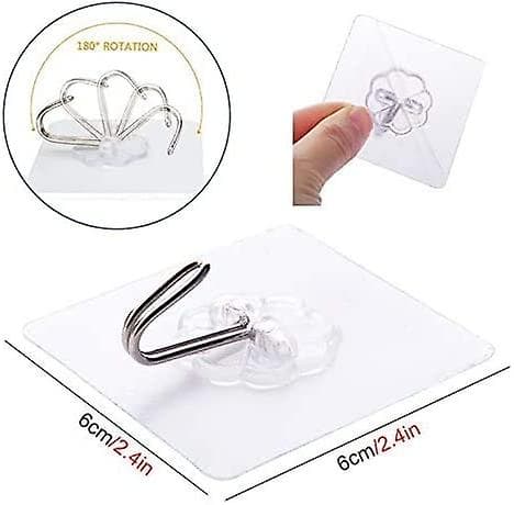 Mordely 20pcs Transparent Adhesive Hooks, Kitchen Wall Hook With Stainless Hooks Towel Utility Towel Ceiling