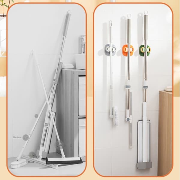 Mordely 4 ST Kvasthållare Mopp Gripper Rack Organizer Rack 4 PCS
