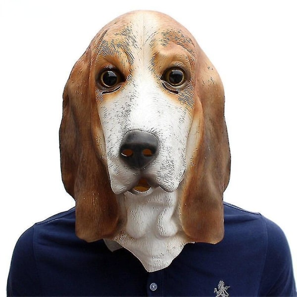 Full Face Animal Latex Mask Adults Basset Hound Dog Head Party Masks Cosplay Masquerade Fancy Dress Party Pour Halloween Mask