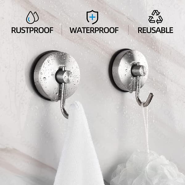 Mordely Suction Cup Hook Bathroom Towel Holder Powerful Suction Cup Kitchen Towel Holder Suction Cup Wall Shower Hook For Crown Bathrobe