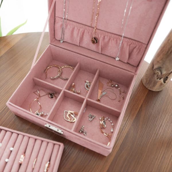Kvinnors smyckeskrin 2 lager organizer