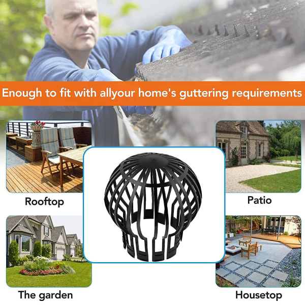 2023 4 Pack Gutter Strainers Gutter Guards 14.5 * 11(diameter X Height), Gutter Screen For House Front Roof Ditch Sewer Downspout, Black, Plastic