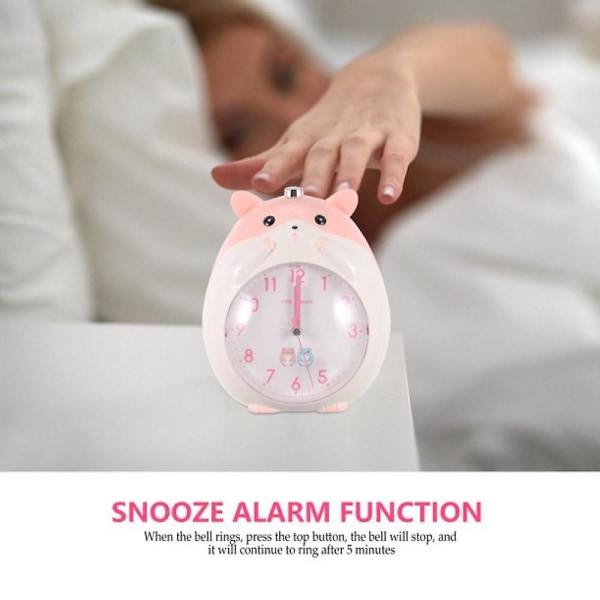 Children's Alarm Clock Cartoon Hamster Clock Night Light Boys And Girls&#39; Alarm Clock Bedroom Alarm Clock - Pink