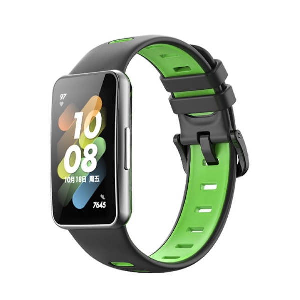 Mordely För Huawei Band 7 Silikon Andningsrem GRÖN&SVART green&black