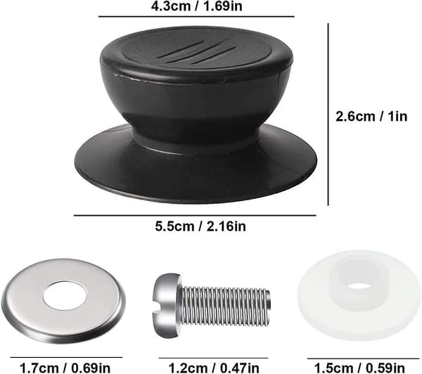Mordely 4 Pcs Lid Knob, Universal Kitchen Lid Replacement Knob, Glass Lid Handle, Glass Lid Handle - Black