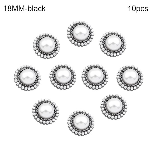 Mordely 10st Pearl Clothing Knappar Skjorta Knappar SVART 18MM10ST 10ST black 18MM10pcs-10pcs