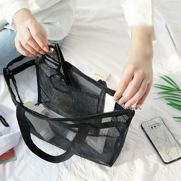 Mordely Beach Mesh Bag Toalettväska GRÅ grey
