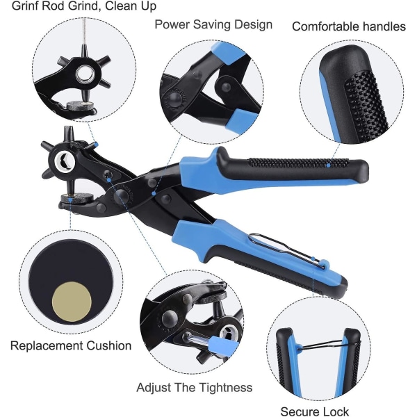 2023 Leather Hole Punch Plier 6 Sizes Precision Revolver Belt Punch Cutter For Perforating Felt Textiles Paper Chisel