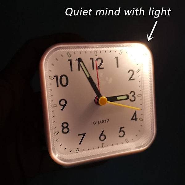Battery Powered Square Alarm Clock, No Ticking Sound, Easy To Operate For Bedroom/travel/table/children (without Battery)-pink