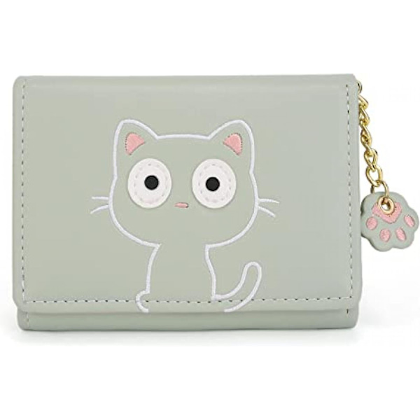 2023 Kawaii Wallet For Girls Cute Cat Claw Zipper Coin Purse Card Bill Holder Organizer For Women, Cat  A916-763 Green