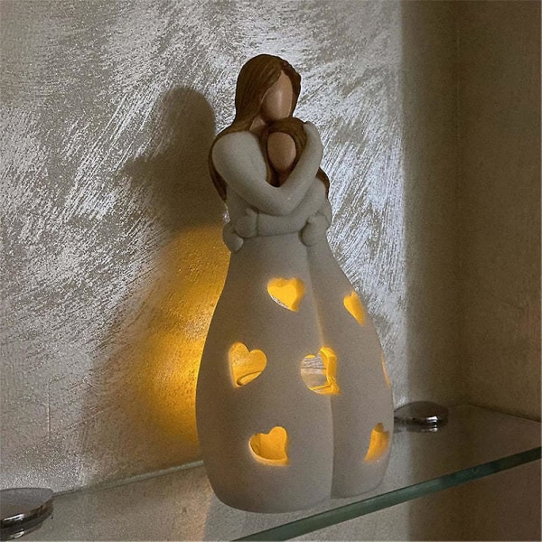 Mordely Mamma Kram Dotter Ljusstake Harts Dekorativ statyprydnad med LED