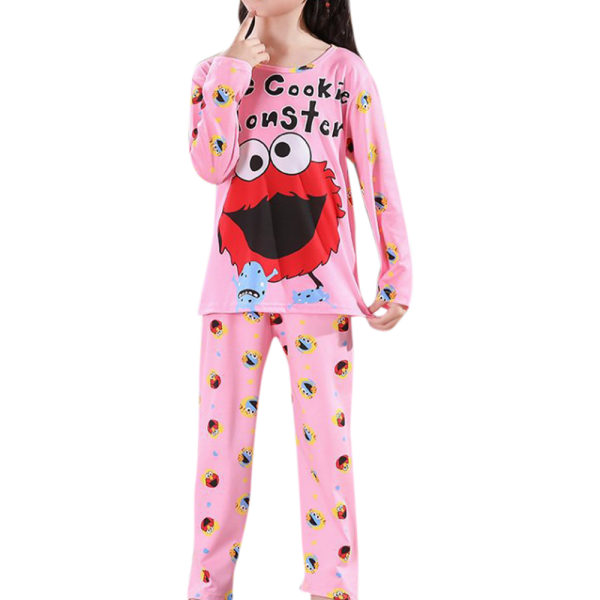 Mordely Stora barn Pyjamas Söt långärmad byxa Casual Suit E 92-98cm