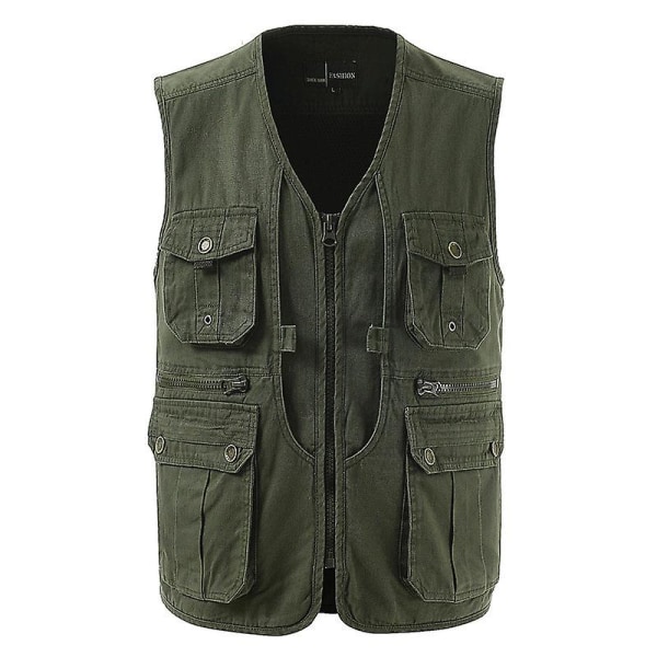 Mordely Camouflage Vest, Multi-pocket Functional Vest, Fishing Vest, Fishing Jacket, Outdoor Horse Clip ArmyGreen XL