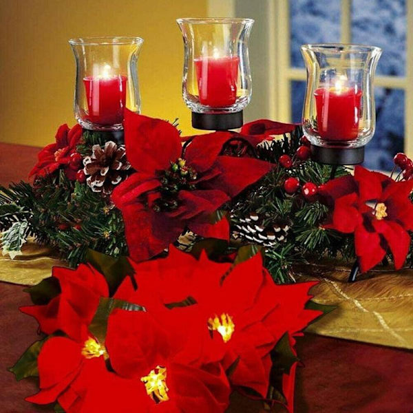 Led Christmas Lights String Safflower Flowers Fruit Leaf Decor green 2m