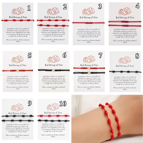 Mordely Röd String Armband 7 Knots Armband 3