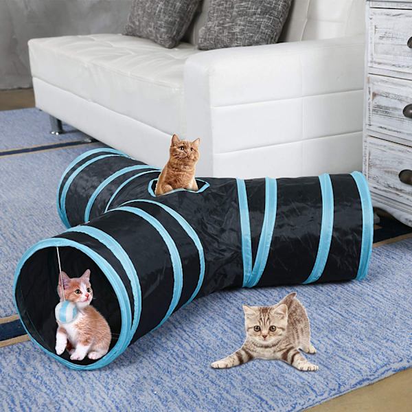 Mordely Hopfällbar T-form Cat Tube Kitty Tunnel Cat Toy
