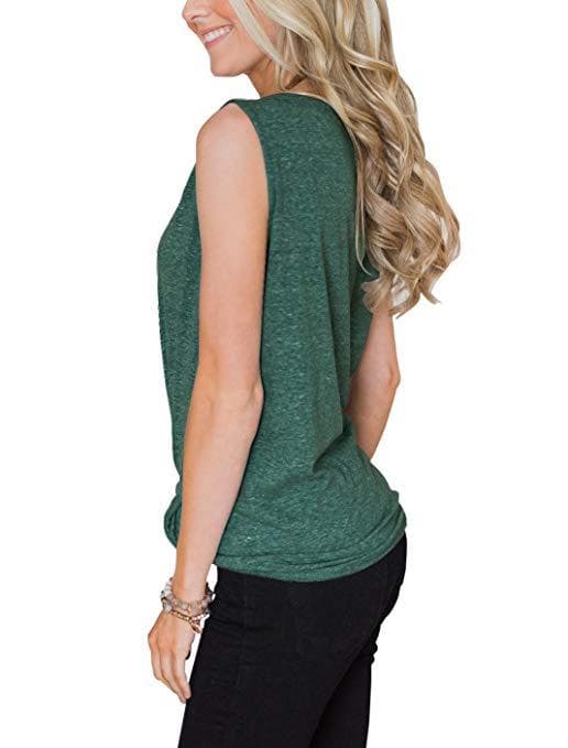 Women's V Neck Button Down Tank Tops Casual Summer Sleeveless Basic Shirts Strappy Front Camisole,- Green M