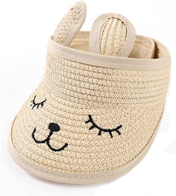 Mordely Strandhatt för flickor Halmhatt Vikbart broderi utomhusvisir Beige