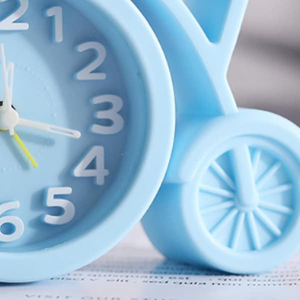 2023 Cute Cartoon Bicycle Shaped Alarm Clock Bedside Clock Student Simple Alarm Clock Desktop Clock Home Decoration Clock -blue