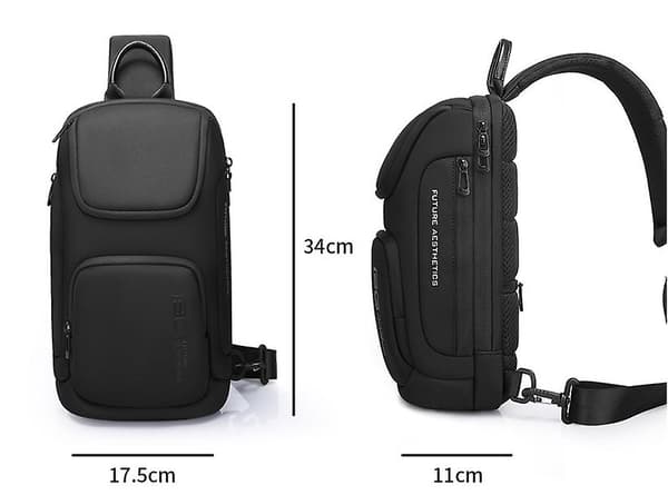 Funktionell Trendig Messenger Bröstväska för män - Svart