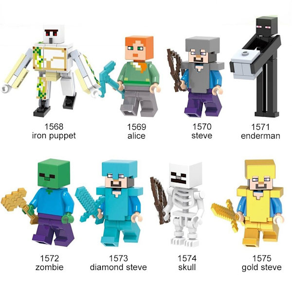 Mordely Minecraf minifigurer byggstenar Minecraf actionfigur