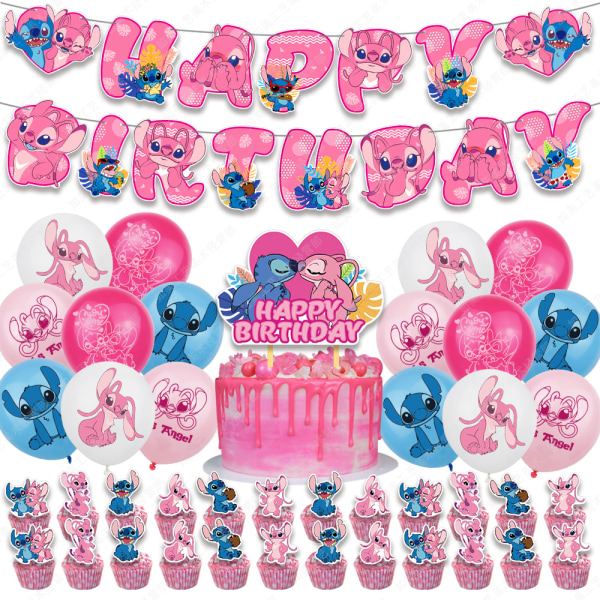 Mordely Pink Stitch Barn födelsedagsfest dekoration ballonger Set set 2