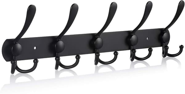 Stainless Steel Wall Mounted Coat Rack, Coat Hooks Wall Hook For Towels Hat(15 Hooks, Matte Black)