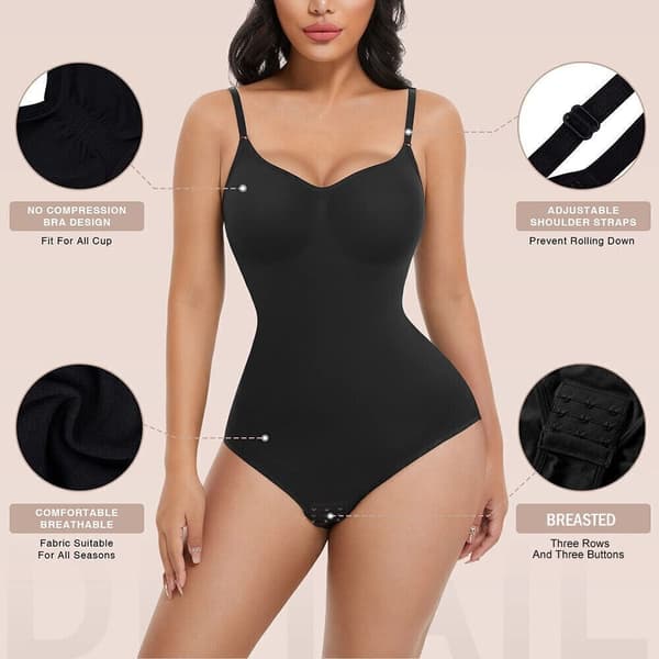 Mordely Kvinnor Bodysuit Cuff Tummy Trainer BLACK black M