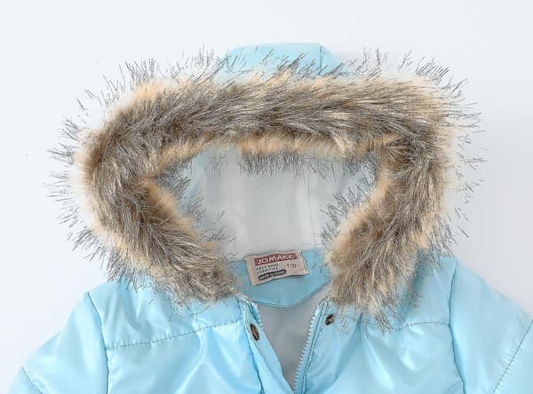 2023 Vadderad jacka för barn Lång krage Vadderad jacka med huva 150cm Light blue