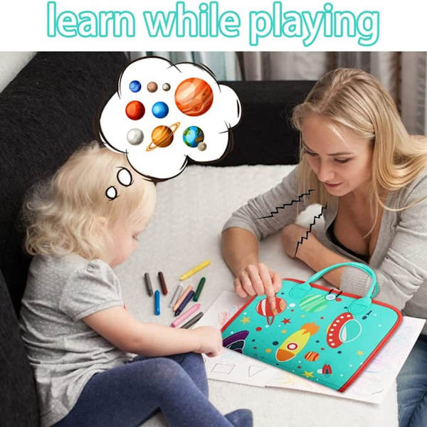 Mordely 7 i 1 Montessori Toddler Busy Board Grundläggande färdigheter Lärleksaker