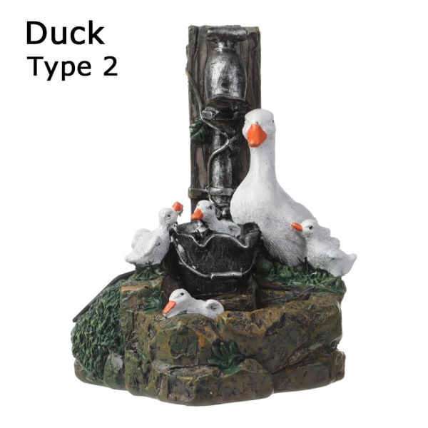 Mordely Resin s Feature Fountain DUCK power med ljus solar power with light