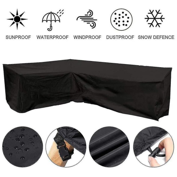 Outdoor Furniture Covers Garden Supplies V-shape Waterproof(215x215x87cm)(black)